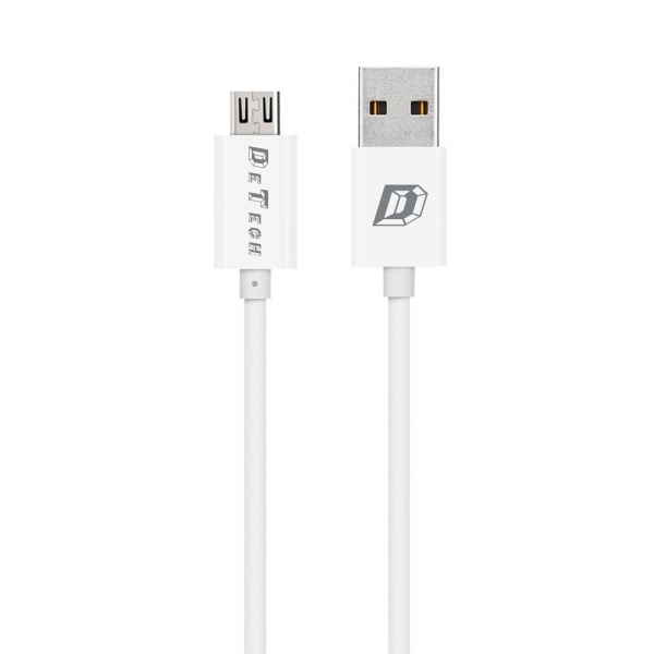 Кабели за данни DeTech, 10бр. Micro USB, 1.0m, Бял - 14143