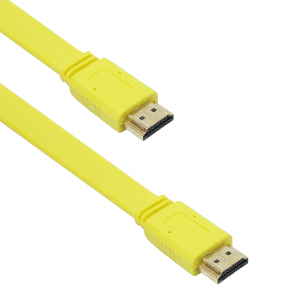 Кабел DeTech HDMI - HDMI M/М, 1.8m, Flat, Жълт - 18123