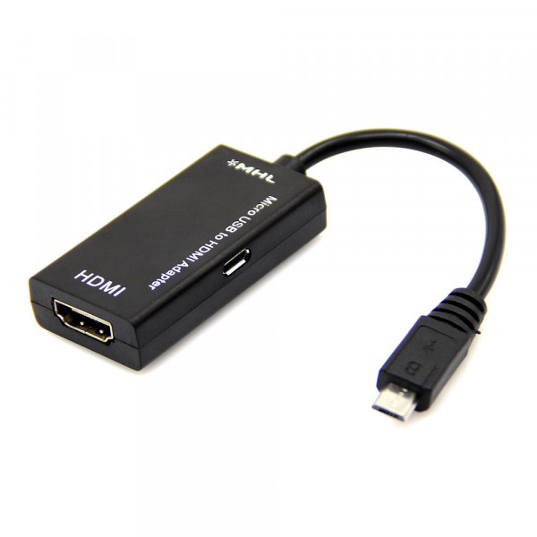 Преходник DeTech Micro USB към HDMI MHL, 15см, Черен - 18158