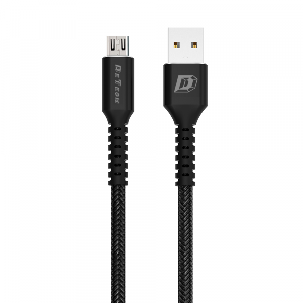 Кабел за данни DeTech DE-C25M, Micro USB, 1.0m, Черен - 40106