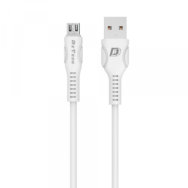 Кабел за данни DeTech DE-C27M, Micro USB, 1.0m, Бял - 40109