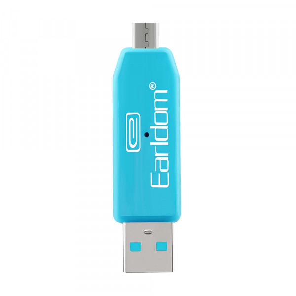 Преходник Earldom ET-OT05, USB F към Micro USB, Четец за карти, OTG, Различни цветове - 40170