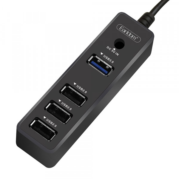 USB хъб Earldom ET-HUB07, USB 3.0, 4 Порта, Черен - 40172