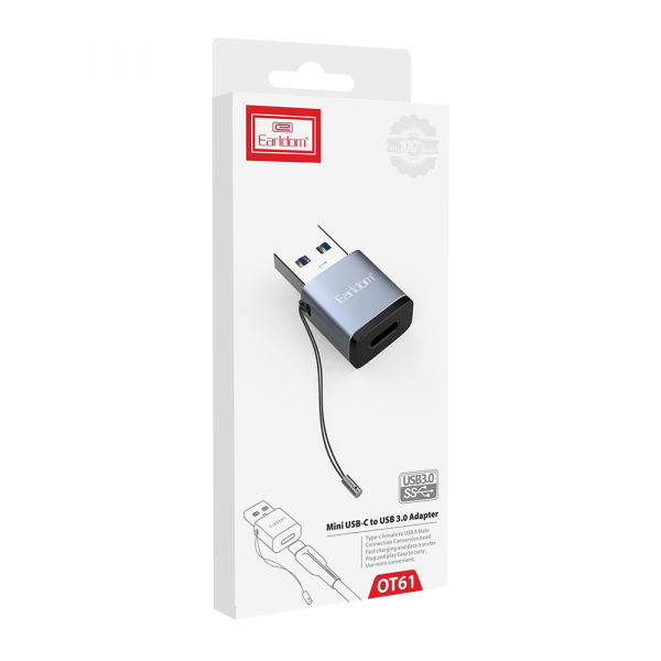 Преходник Earldom ET-OT61, Type-C F към USB 3.0, Сив - 40211