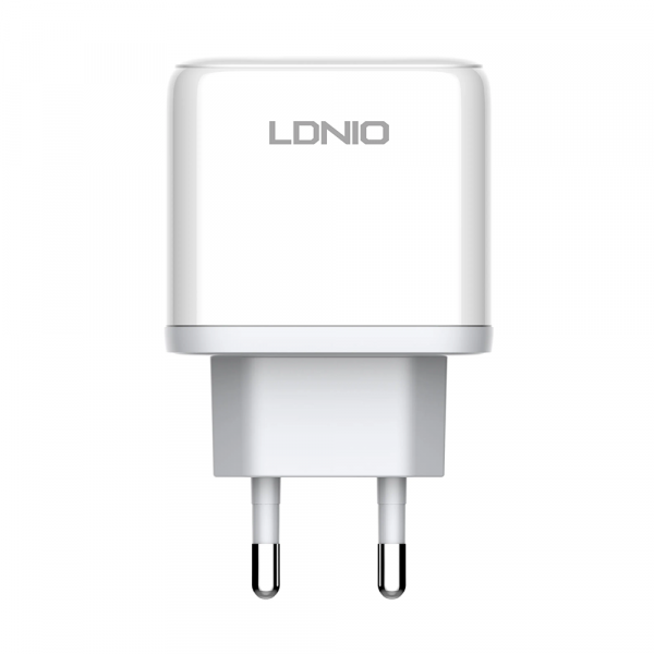 Мрежово зарядно устройство LDNIO A2526C, 45W, 1 x Type-C F, 1 x USB F, PD, QC, PPS, С Type-C кабел , Бял - 40286