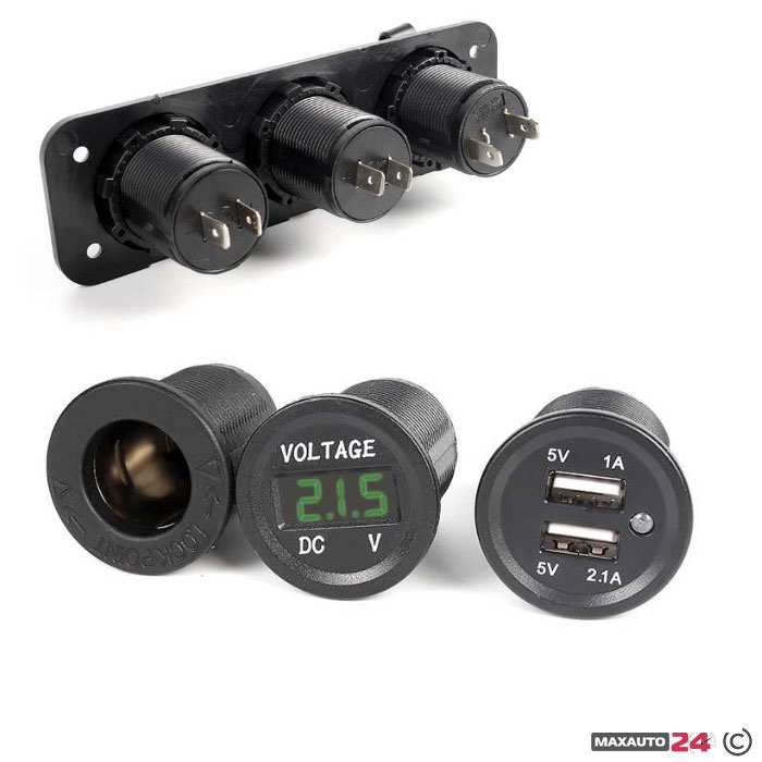 Волтметър с 2 USB порта и гнездо - 1632