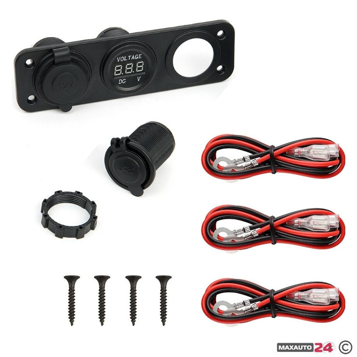 Волтметър с 2 USB порта, гнездо и кабел - 1632