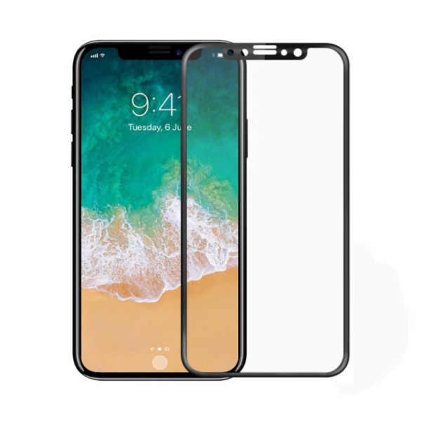 Стъклен протектор за целия дисплей No brand, за iPhone X / XS / 11 Pro, 2.5D, 0.3 mm, Черен - 52371