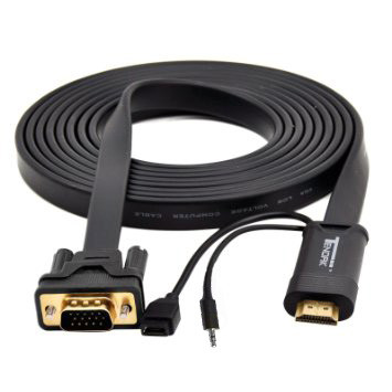 Кабел DeTech HDMI - VGA, 1.8m, Flat, с аудио кабел -18229