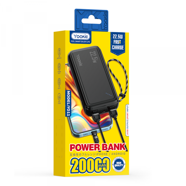 Преносима батерия Yookie YO11, 20000mAh, 22.5W, Черен - 87065