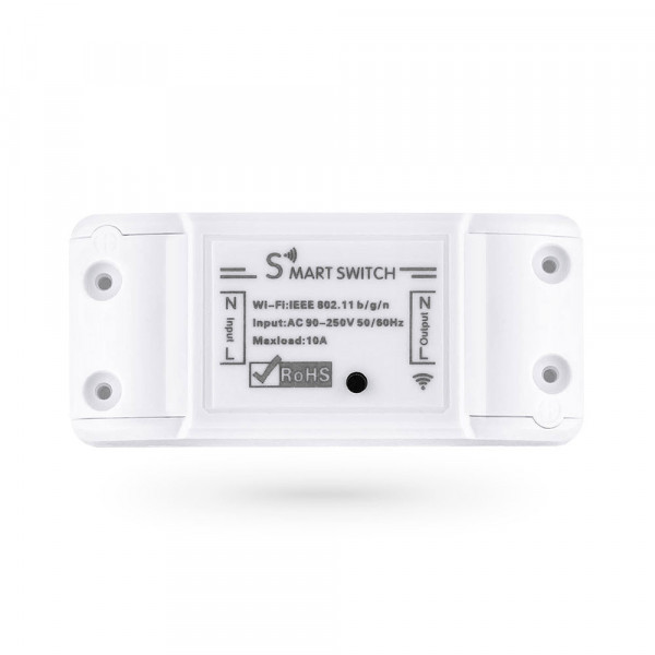 Смарт превключвател No brand PST-WF-S1, 1 канал, 220V, 10A, Wi-Fi, Tuya Smart, Бял - 91019