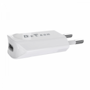 Мрежово зарядно устройство, DeTech, DE-11i, 5V/1A, 220V,1 x USB, С Lightning кабел, 1.0m, Бял - 14116