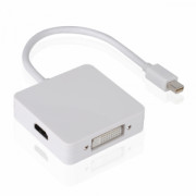 Преходник DeTech Mini DP то DVI, HDMI, VGA 10см, Бял - 18157