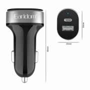 Зарядно устройство за кола Earldom ES-CC14, 1xUSB, 1xType-C, С Micro USB кабел, Черен - 40241