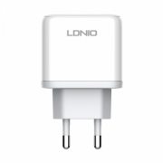 Мрежово зарядно устройство LDNIO A2526C, 45W, 1 x Type-C F, 1 x USB F, PD, QC, PPS, С Type-C кабел , Бял - 40286