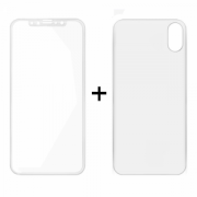 Стъклен протектор за дисплей и гръб, Remax Caesar, за iPhone X, 0.3 mm, Бял - 52326