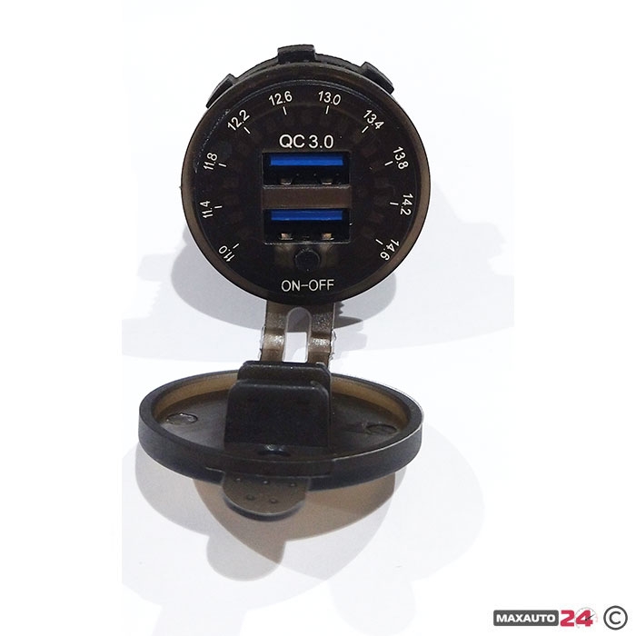 Адаптер за запалка 3088 с 2 USB порта и волтметър