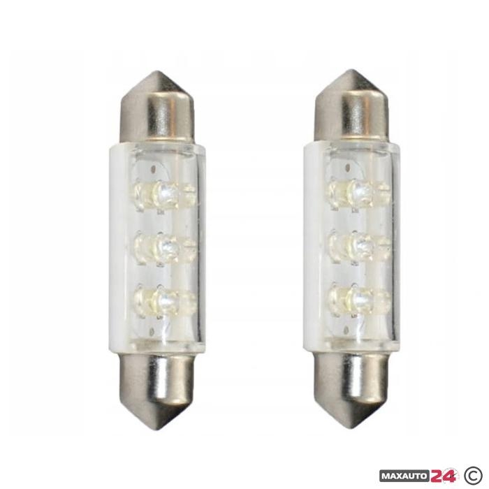 Диодни крушки - FE1 3LED 39мм 2бр/к-т - СИНИ