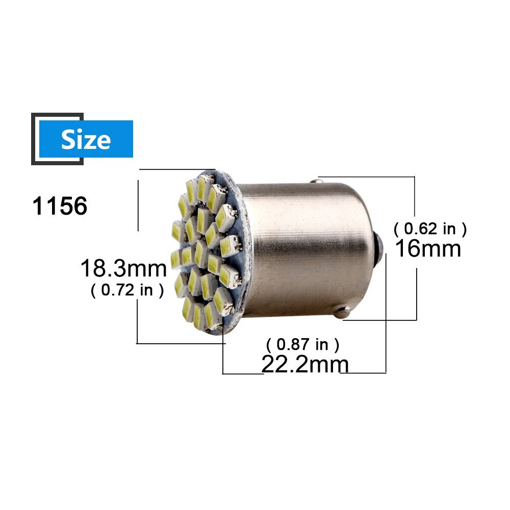 LED Лед Крушки, 22 SMD, BA15S 1156 (P21W), BAU15S 1156 (PY21W), 12V - 24V, Бяла, Оранжева, Червена, Синя Светлина