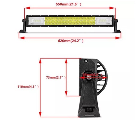 55 См 324W Мощен 7D 7Д Led Bar Лед Диоден Бар Прожектор 12V 24V