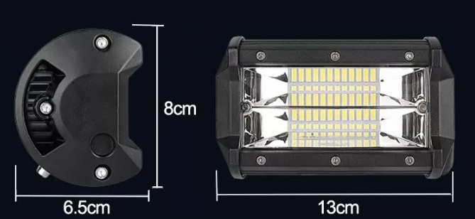 13 См 72W Мощен Лед Диоден Бар 24 Led Халоген Лампа Прожектор 12V 24V