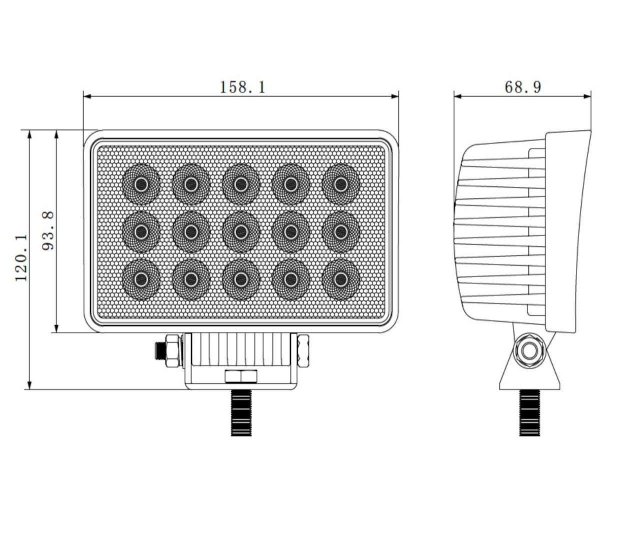 16См 45W Правоъгален Супер Мощен PRO Led Диоден Халоген Лед Лампа Прожектор 12V 24V