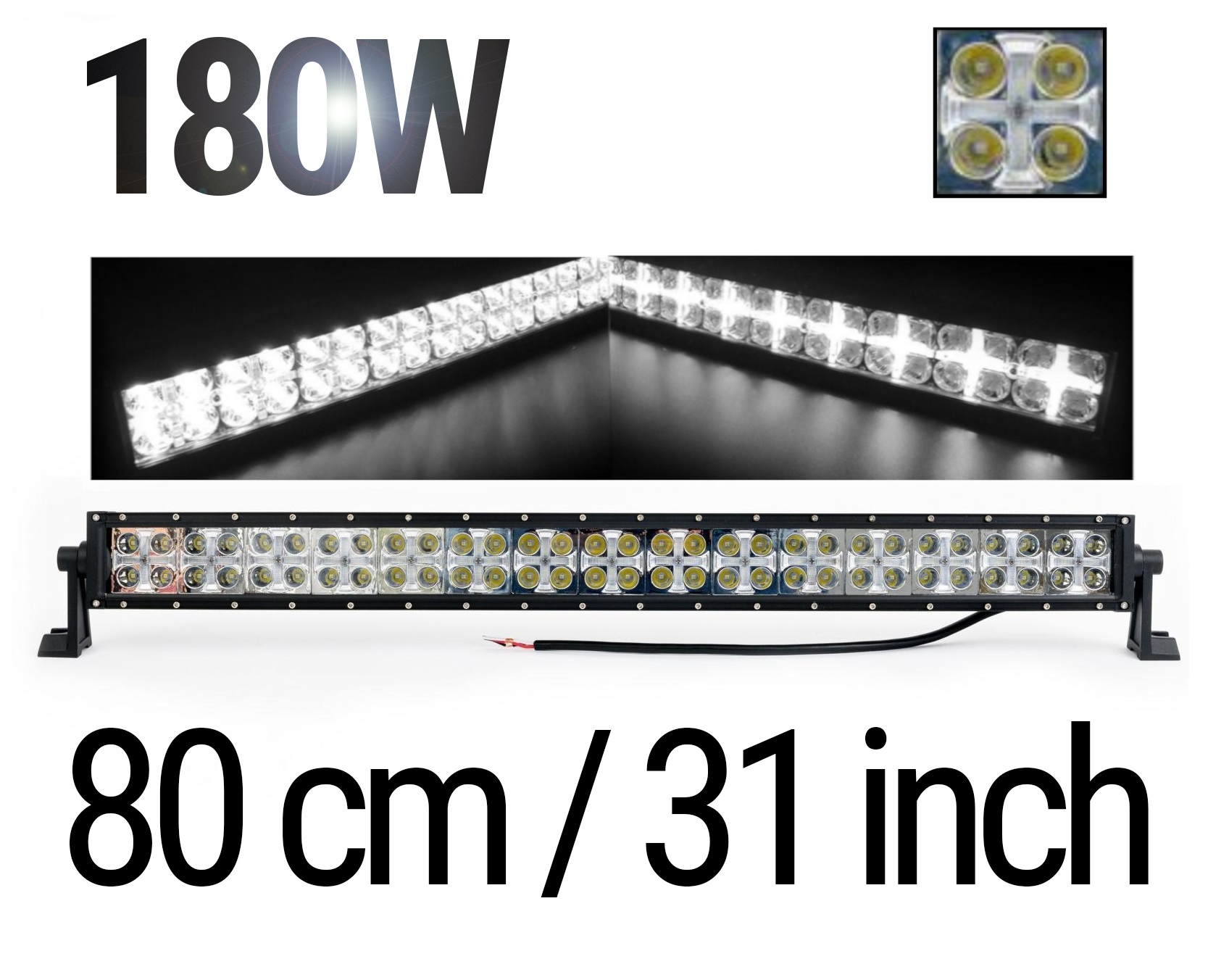 80 См Led Bar Лед Диоден Бар Прожектор Дневна Светлина CROSS DRL 180 W 12V 24V