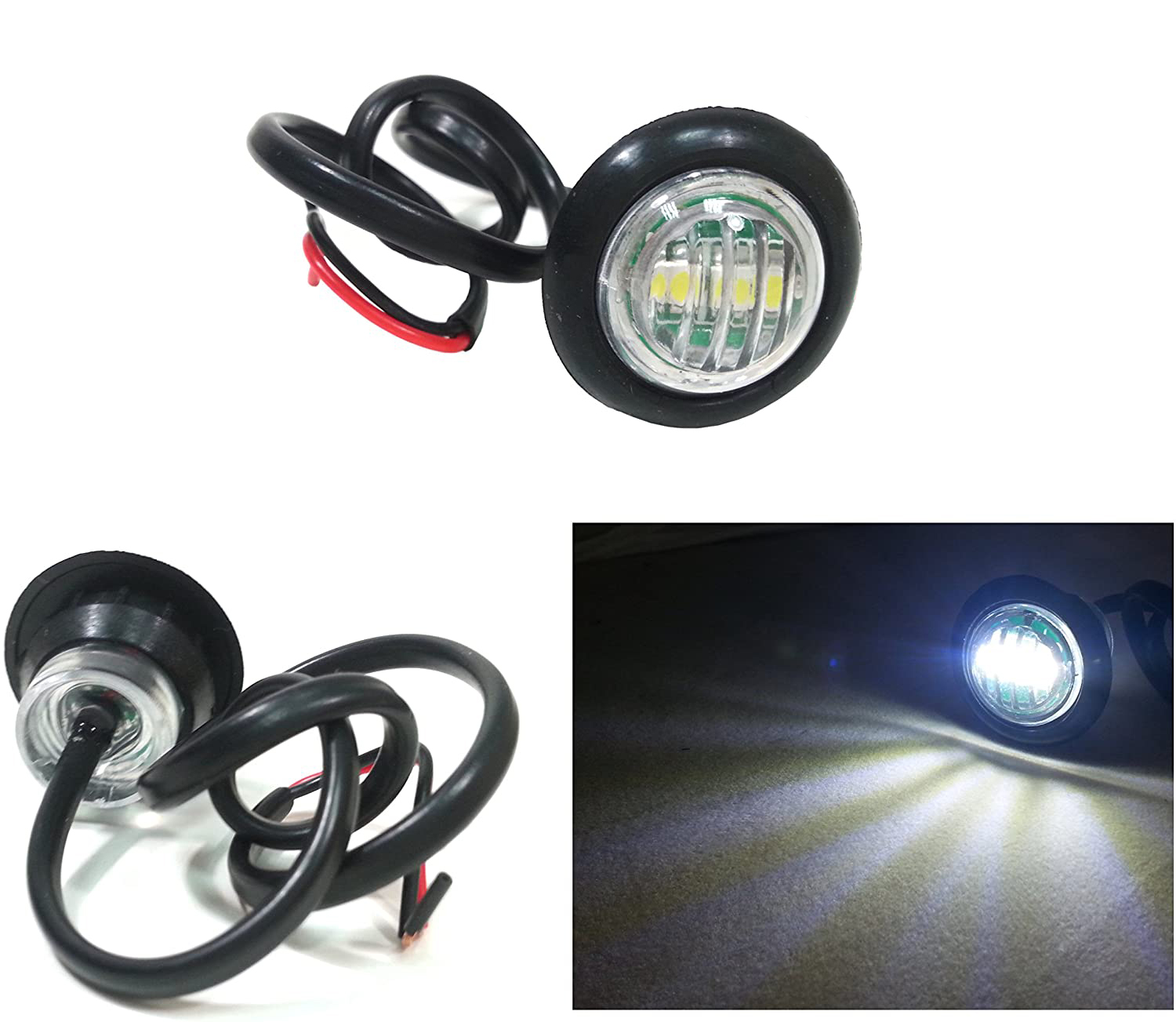 Габарит LED Светодиоден, Тип Копче, Маркер, Токос, Бял, 12V