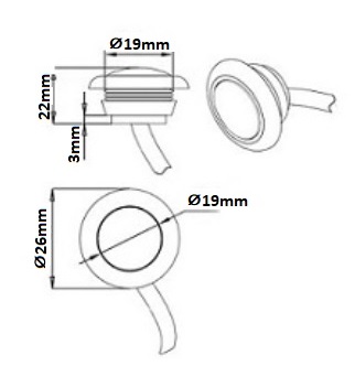 Габарит LED Светодиоден, Тип Копче, Маркер, Токос, Бял, 12V