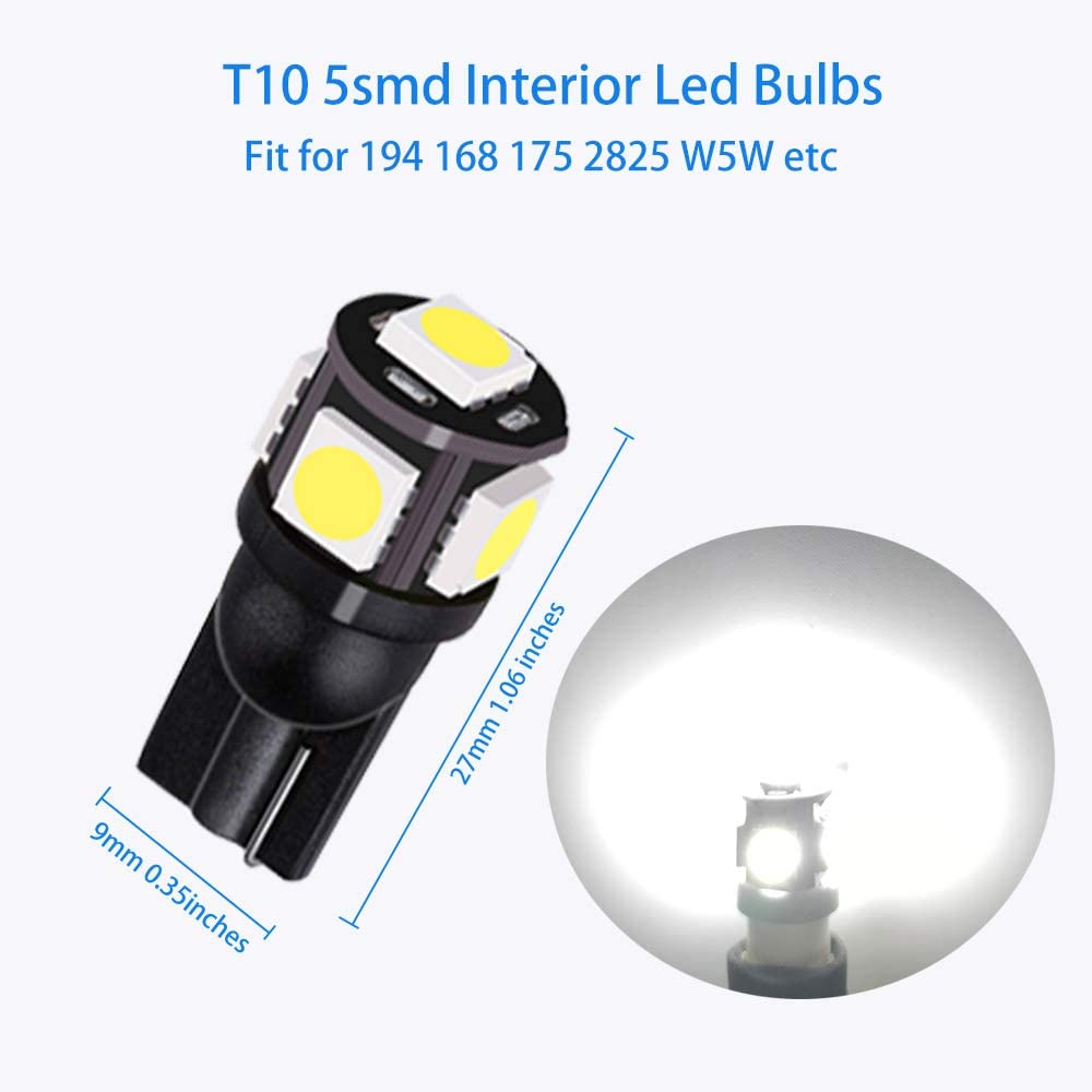 LED Лед Диодни Крушки За Габарит, Т10 W5W, 5 SMD, 12V, Бяла Светлина