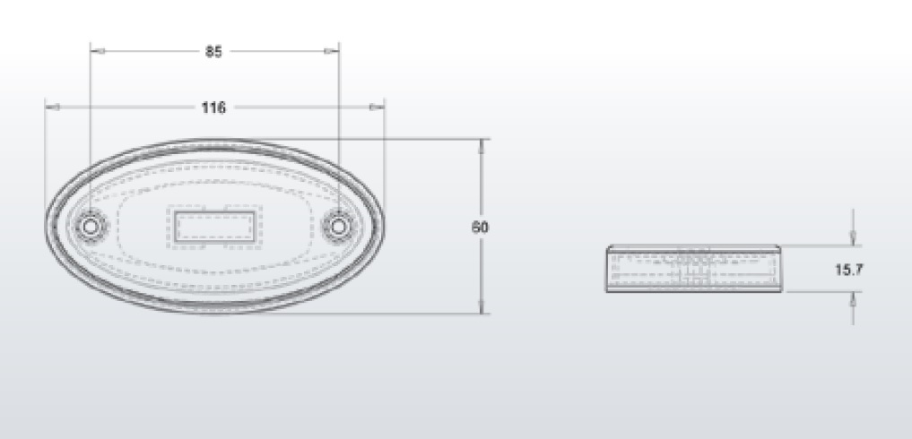 LED Светодиоден Габарит, 116mm x 60mm, Оранжев, Жълт, Неон Ефект, Три Функции,12V-24V