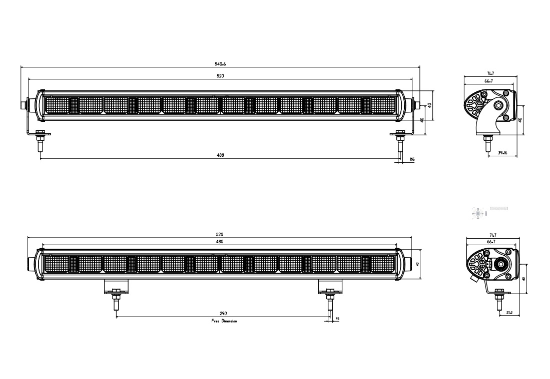 52 См LED Лед Бар с Насоченa SPOT Светлина, Три Функции, Е-Mark, 60W, 4800lm, 12V-24V, Автомобил, АТВ, Джип, 4х4, SUV, Offroad, Камион,Ролбар