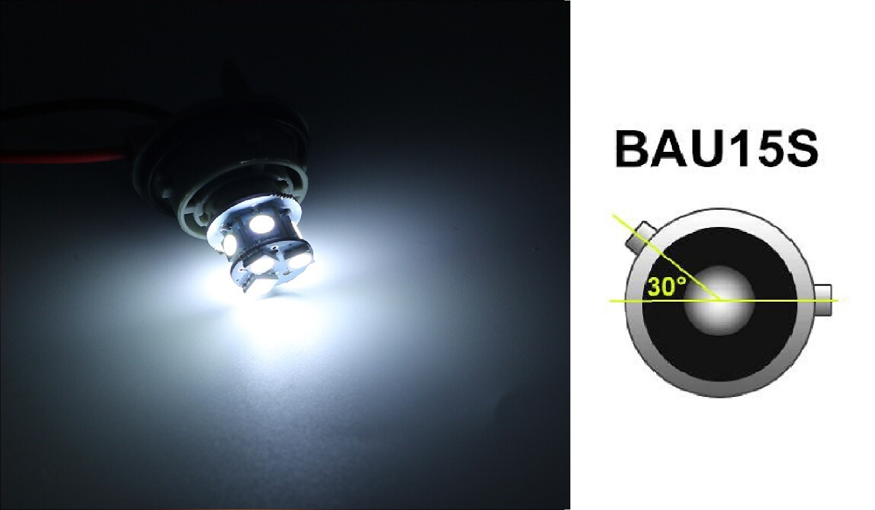 LED Лед Крушки, 22 SMD, BA15S 1156 (P21W), Асиметрични, Разминати пинове (150°) , Offset, 12V, Бяла Светлина