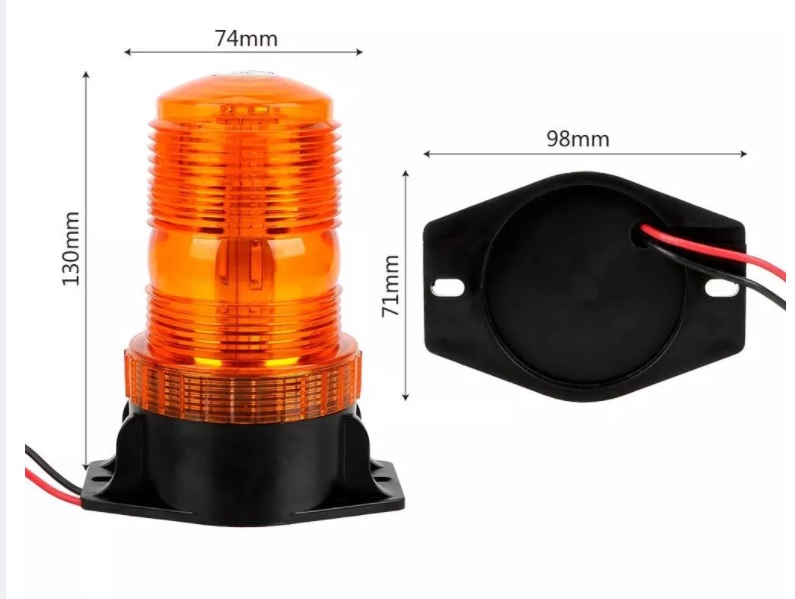 LED Лед Сигнална Аварийна Лампа, Маяк, 130mm x 74mm, 12V - 24V, 30 SMD Диода За Трактор, Електрокар, Мотокар, Селскостопански Машини и др.