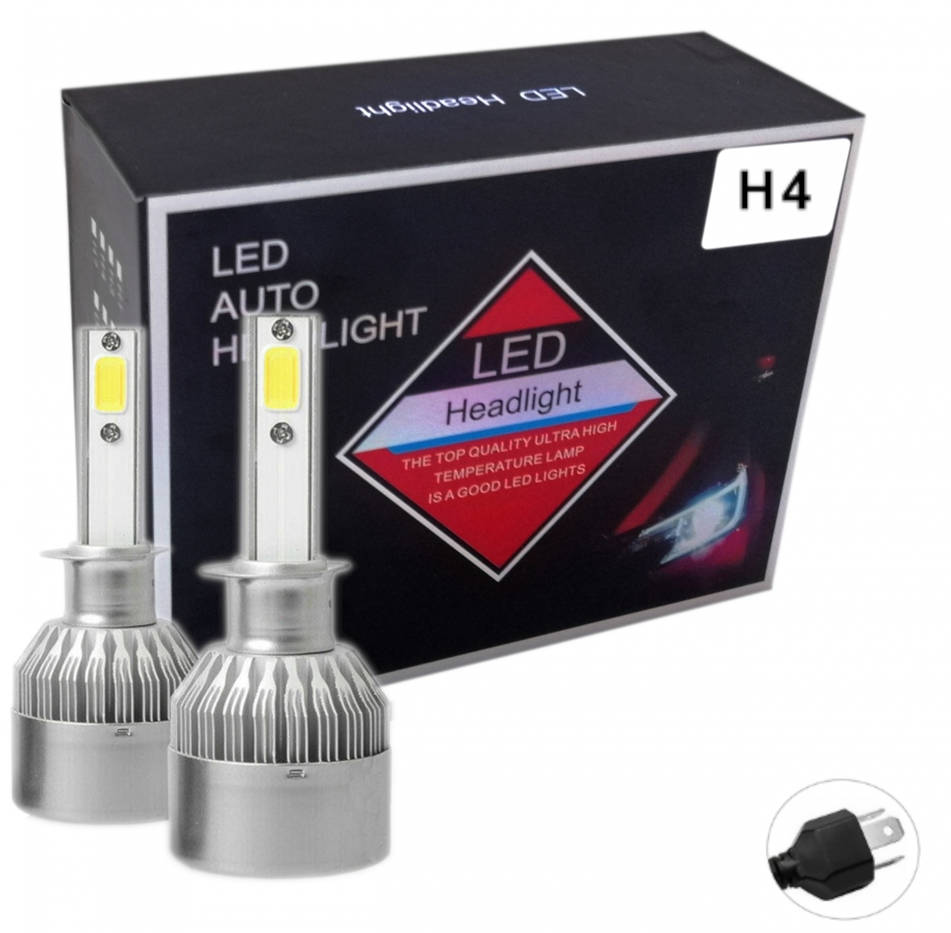 Комплект от 2 броя LED ЛЕД диодни крушки за фар фарове H4 Х4 12V 36W