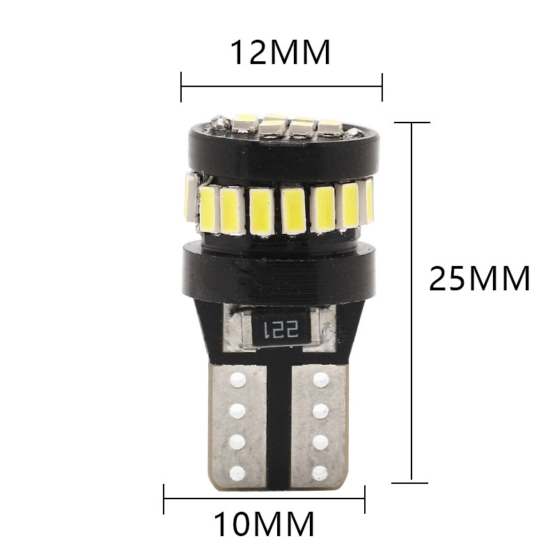 Комплект от 2 броя LED Лед Диодни Крушки За Габарит Т10 W5W 24 SMD 12V-24V Canbus - Error free Без грешки Бяла Светлина в блистер