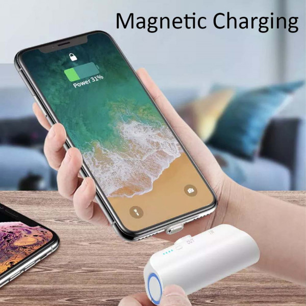 Революционен магнитен POWER BANK M-01 с 3 различни накрайника - Type C, USB Micro, iPhone; 3000mAh