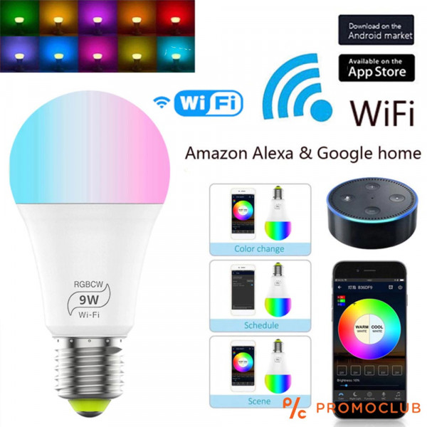 Интелигентна Wifi SMART LED крушка, 8W, IP достъп за управление, RGB+CCT. Милиони цветове без ограничения и регулиране на яркостта, BF22