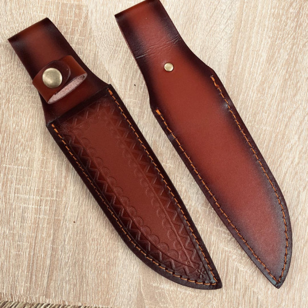 Луксозна кожена кания за ловни ножове, телешки бланк, голям размер