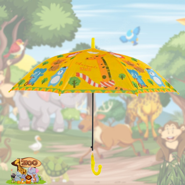 Детски цветен чадър YELLOW ZOO със свирка закачена към дръжката 22222