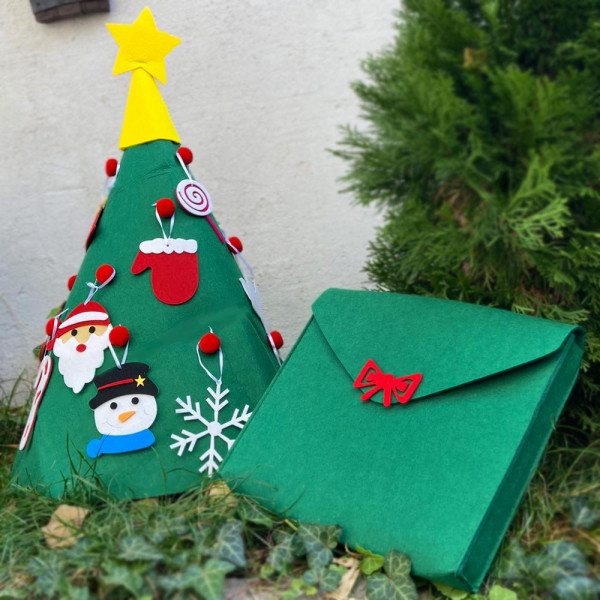 🌲3D Детска елха от филц - забавно-образователна игра, грижливо събрани във филцов плик, НАПРАВИ СИ САМ✨, BF22