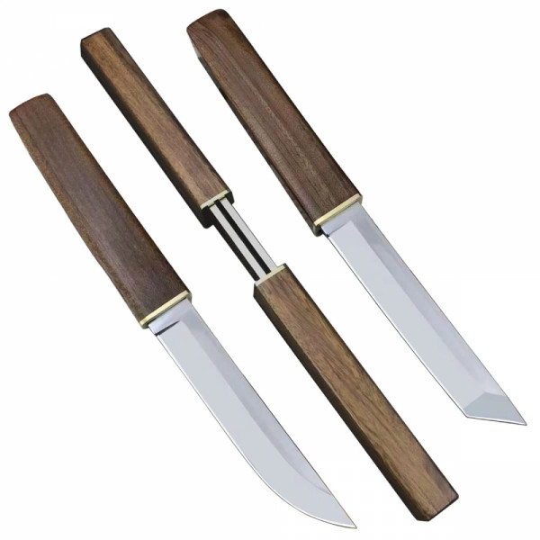 Уникален японски двоен ТАНТО нож GEMINI TAGAYA San, D2, 58HRc, BF22