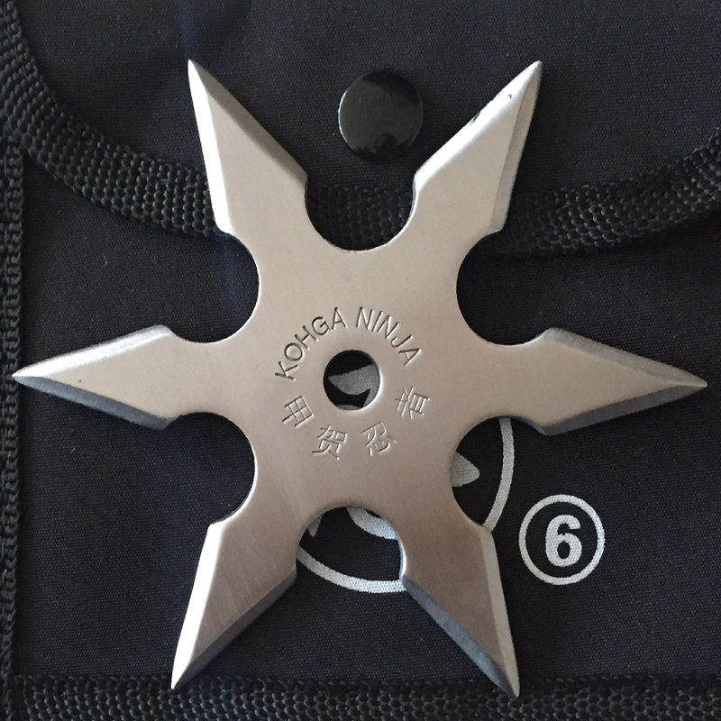 Истински стоманен шурикен KOHGA NINJA SHURIKEN с 6 лазерно заточени остриета и калъф