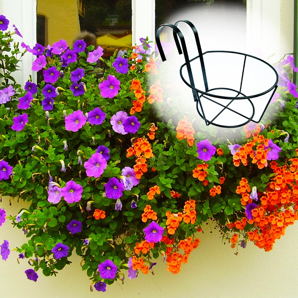 Удобна кръгла поставка от метал за растенията на балкона, закачаща се, 20 х 11 см