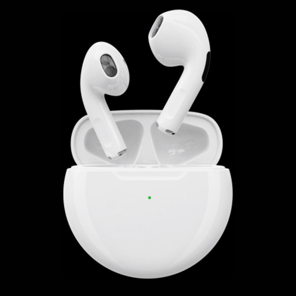 Безжични слушалки-тапички PRO 6 с bluetooth, съвместими с IOS, включена компактна кутийка за зареждане, БЕЛИ