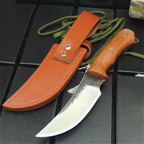 Ръчно изработен ловен нож ORIENT 2015, дървена дръжка ясен, кания телешки бланк