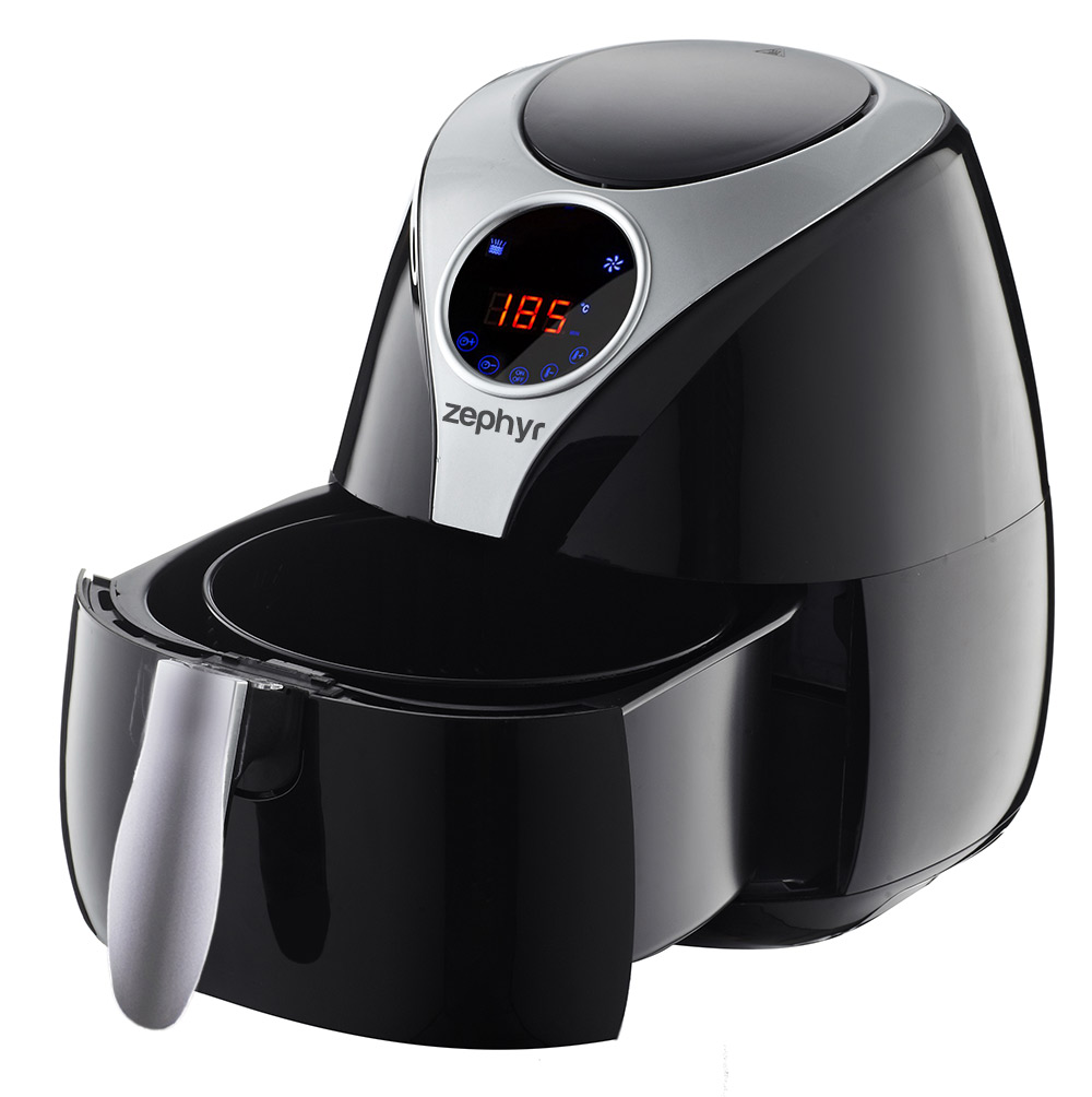 Air Fryer ZEPHYR ZP 1980 AH, 1600W, 3.2 литра, Горещ въздух, Дигитален, Таймер, до 200°C, Черен