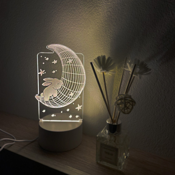 Стилна триизмерна LED лампа 3D CREATIVE BUNNY