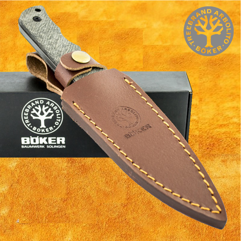 Висок клас ловен нож BOKER TSMOV Baumwerk SOLINGEN 888, кожена кания- ест. гьон