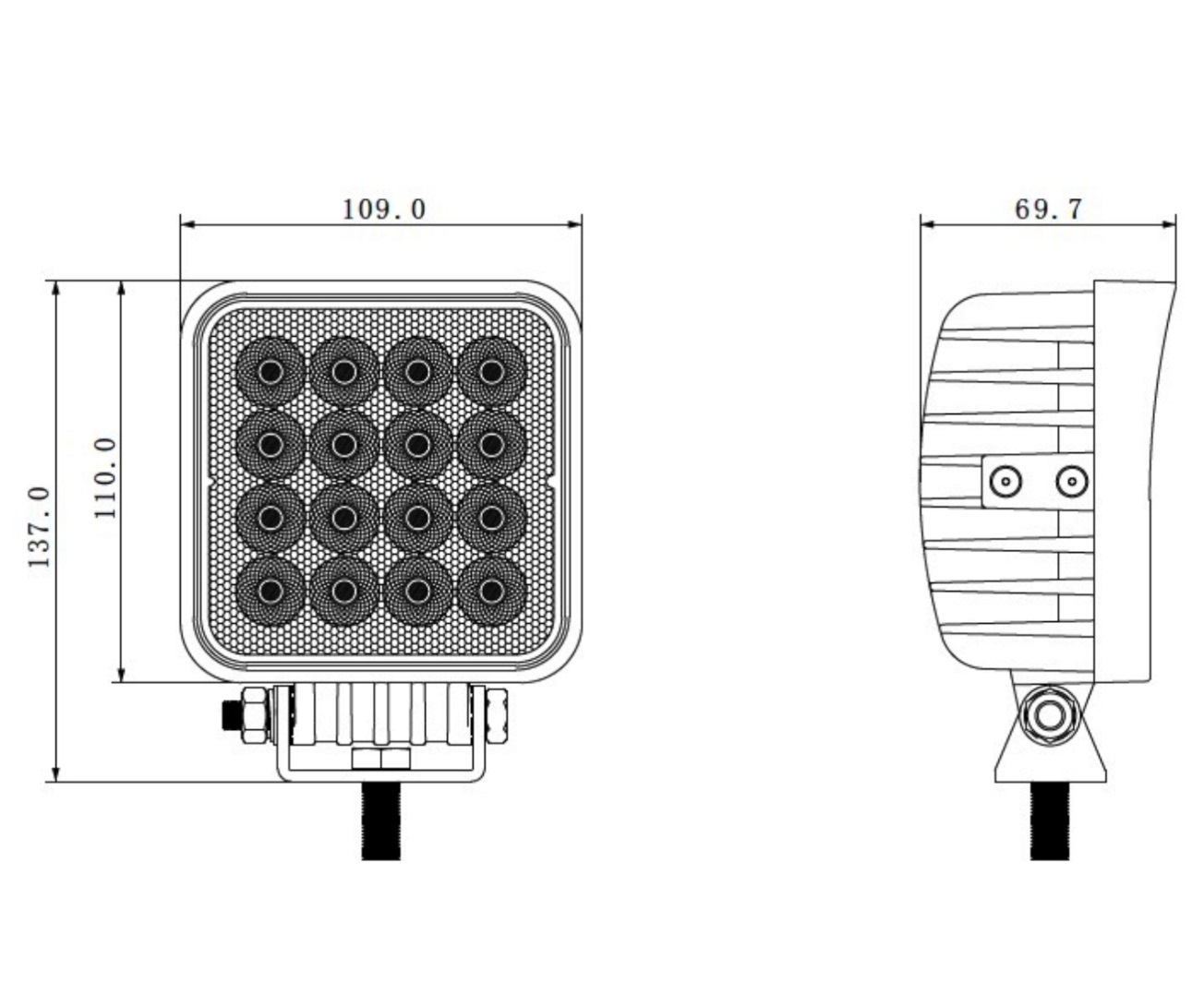 11 См Квадратен 48W Супер Мощен PRO Led Диоден Халоген Лед Лампа Прожектор 12V 24V